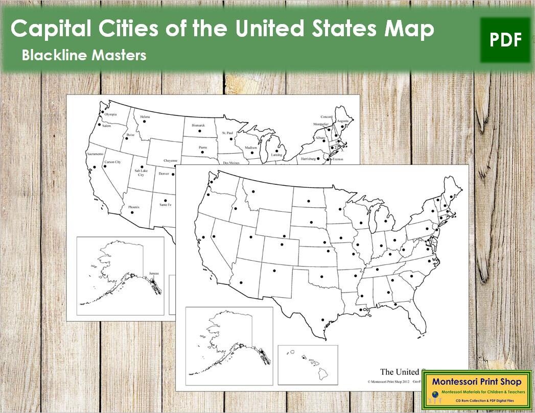 Capital Cities of the United States Map &amp; Master Montessori | Etsy