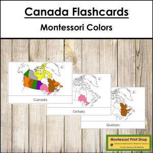 Kanada Karteikarten (Montessori Farbcode) - Geographie - Druckbare Montessori Materialien - Digitaler Download