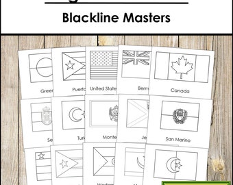 Flags of the World Bundle [Blackline Masters] - Montessori Geography Continent Cards (Digital Download)