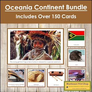 Australien/Ozeanien Kontinent Bündel (farblich gekennzeichnet) - Geographie - Printable Montessori Karten - Digitaler Download