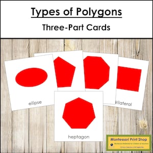 Types of Polygons Nomenclature 3-Part Cards - Montessori Geometry (Digital Download)