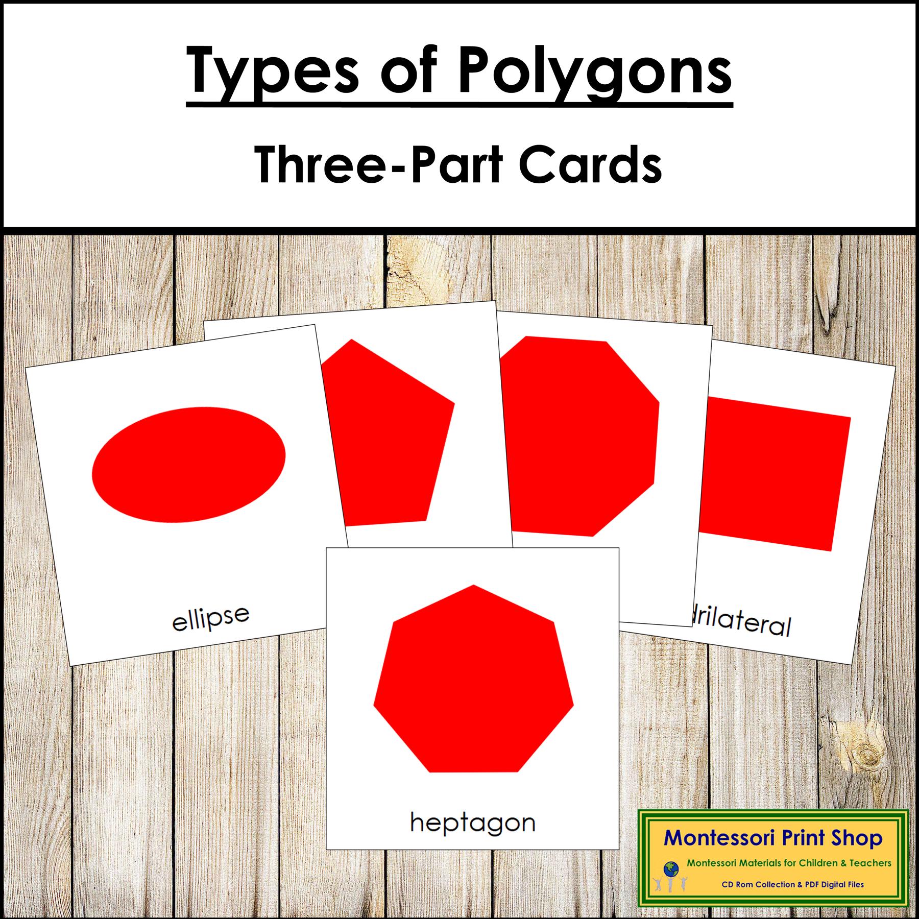 Types of Polygons Nomenclature 3-part Cards - Montessori Geometry ...