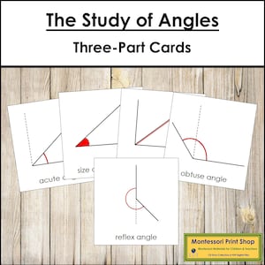 El estudio de la nomenclatura de ángulos: tarjetas de 3 partes - Geometría Montessori (descarga digital)