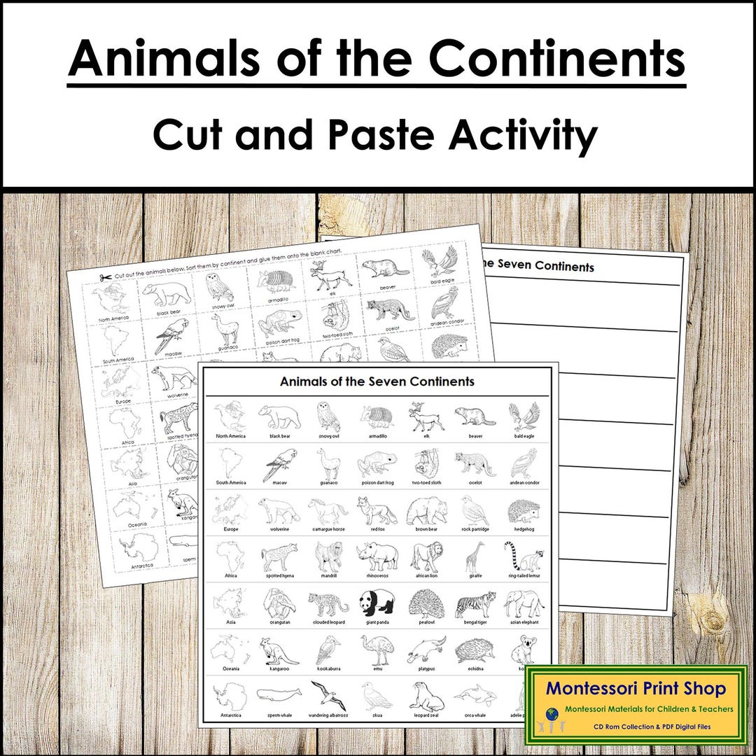 Animals of the Continents Sorting Cut & Paste [blackline Masters ...