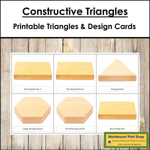 Zestaw Montessori Constructive Triangles (z instrukcjami) - Geometria - Matematyka - Karty Montessori do druku - Pobieranie cyfrowe