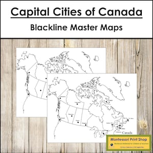 Hauptstädte von Kanada Karte & Master - Montessori Geographie - Druckbare Montessori Materialien - Digitaler Download
