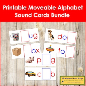 Montessori Moveable Alphabet Sound Cards Bundle Red/Blue (print) - Primary Language - Printable Montessori Cards - Digital Download