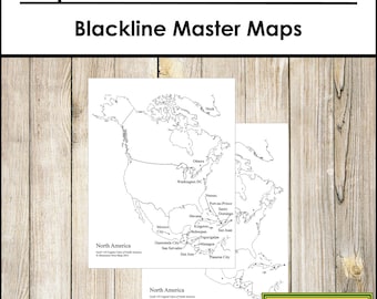 Capital Cities of North America Map & Master - Montessori Geography - Printable Montessori Materials - Digital Download