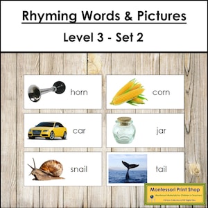 Reimende Wörter & Bilder Ebene 3, Set 2 - Montessori Sprache - Druckbare Montessori Materialien - Digital Download