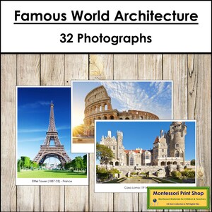 World Architektur - Druckbare Montessori Karten - digitaler Download
