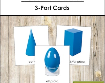 Montessori Geometric Solids 3-Part Cards - Geometry - Printable Montessori Cards - Digital Download