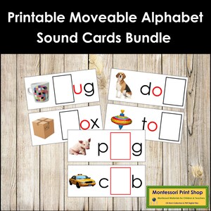 Montessori Moveable Alphabet Sound Cards Bundle Black/Red (print) - Idioma principal - Tarjetas Montessori imprimibles - Descarga digital