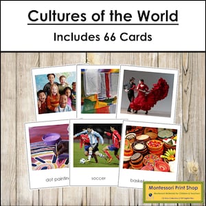 Pacchetto Culture del Mondo - Geografia - Schede Montessori Stampabili - Download Digitale