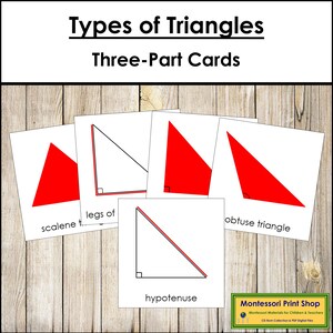 Types of Triangles Nomenclature 3-part Cards - Montessori Geometry ...