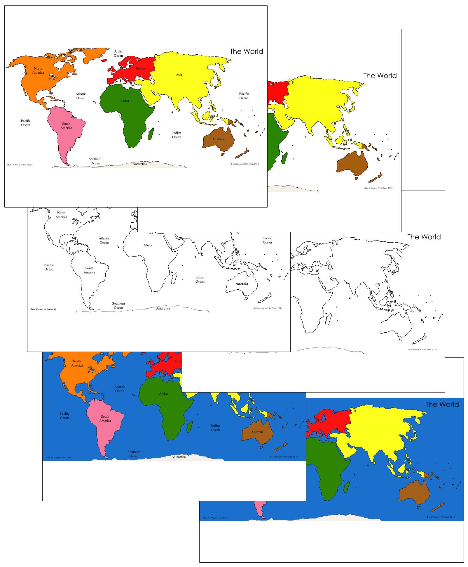 Map of the World Hemispheres Montessori Geography -  Portugal