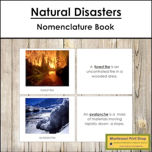 Natural Disasters Nomenclature Book - Science - Printable Montessori Materials - Digital Download