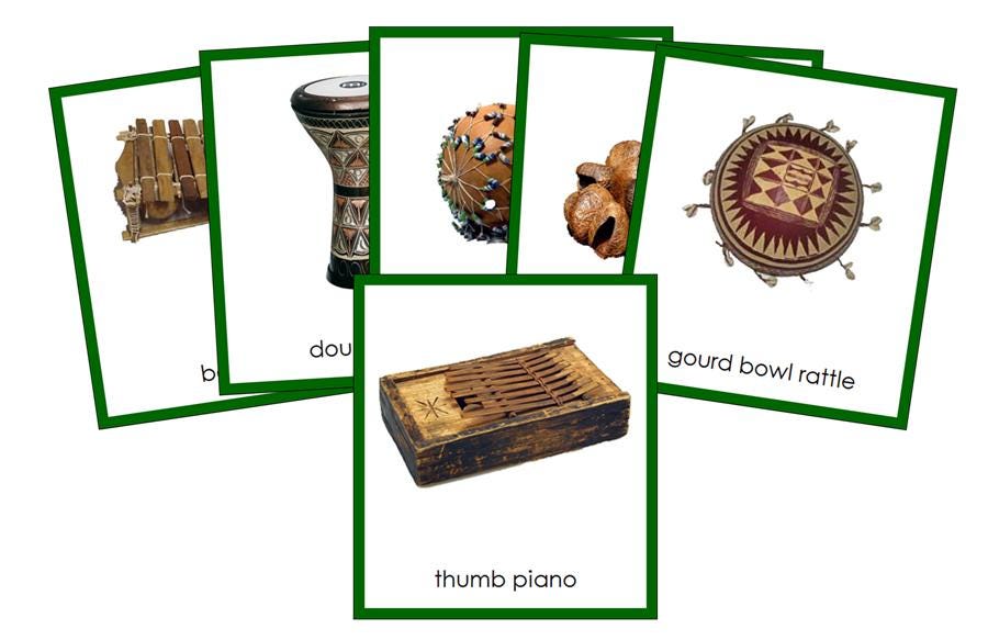 Montessori Musical Instruments of Africa 3-part Cards [color-coded ...