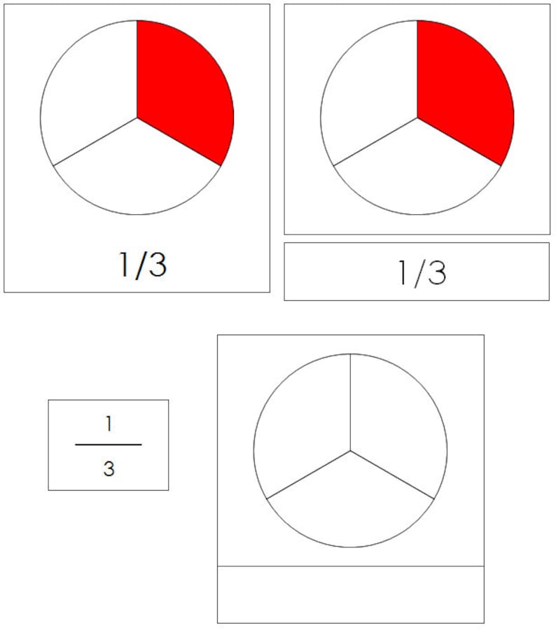Fraction Cards Math Materials Printable Montessori Cards | Etsy