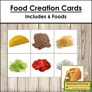 Cartes de création culinaire - préscolaire - cartes Montessori imprimables - téléchargement numérique