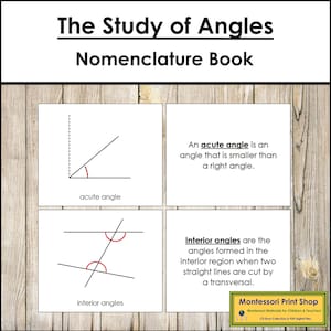 The Study of Angles Nomenclature Book - Geometry - Printable Montessori Materials - Digital Download