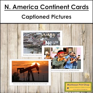 Cartes du continent nord-américain - géographie Montessori - cartes Montessori imprimables - téléchargement numérique