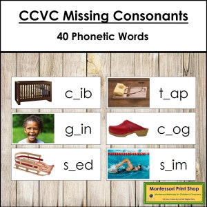 CCVC Missing Consonant Cards - Montessori Language - Printable Montessori Materials - Digital Download
