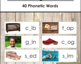 CCVC Missing Consonant Cards - Montessori Language (Digital Download)
