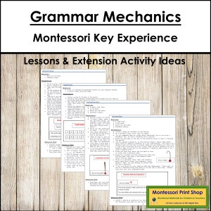 Experiencia clave de mecánica gramatical - Lengua y gramática Montessori elemental - Tarjetas Montessori imprimibles - Descarga digital