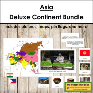 Asia Deluxe Continent Bundle - Geography - Printable Montessori Cards - Digital Download