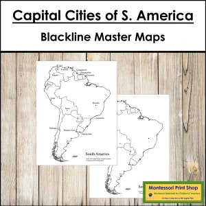 Hauptstädte von Südamerika Karte & Master - Montessori Geographie - Druckbare Montessori Materialien - Digitaler Download