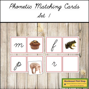 Jeu de cartes phonétiques assorties 1 (cursif) - langage Montessori - matériel Montessori imprimable - téléchargement numérique