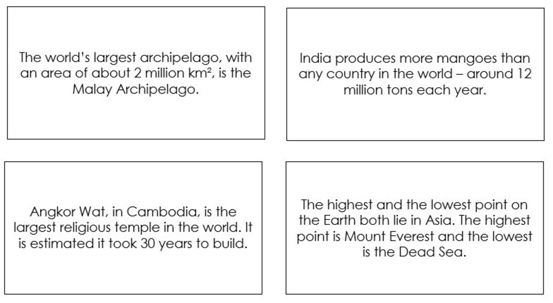 Montessori Fun Facts of Asia Cards - Continent Cards (digital Download ...