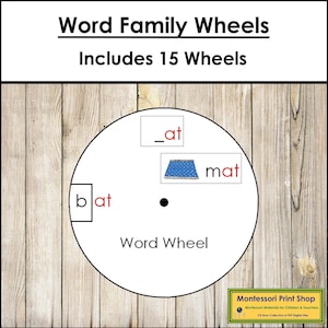 Phonetic Word Family Wheels - Montessori Language/Phonics - Printable Montessori Materials - Digital Download