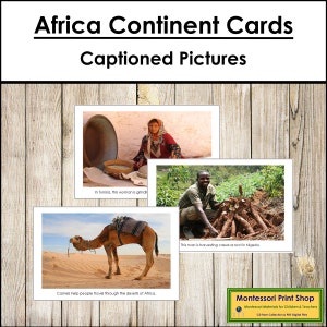 Cartes du continent africain - géographie Montessori - cartes Montessori imprimables - téléchargement numérique