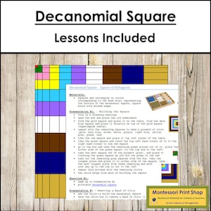 Decanomial Square & Instructions - Sensorial and Math - Printable Montessori Material - Digital Download