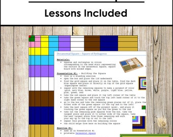 Quadrato decanomiale e istruzioni - Sensoriale e matematica - Materiale Montessori stampabile - Download digitale