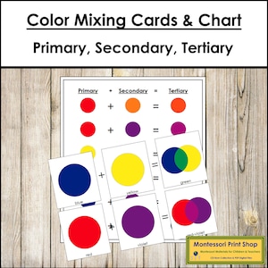 Cartes de mélange de couleurs et tableau - oeuvre d'art - matériaux Montessori imprimables - téléchargement numérique