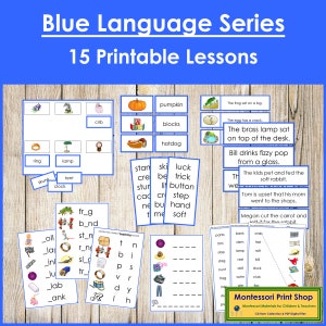 Paquete de la serie de lenguaje fonético Montessori Blue (CLIPART) - Fonética primaria - Tarjetas Montessori imprimibles - Descarga digital