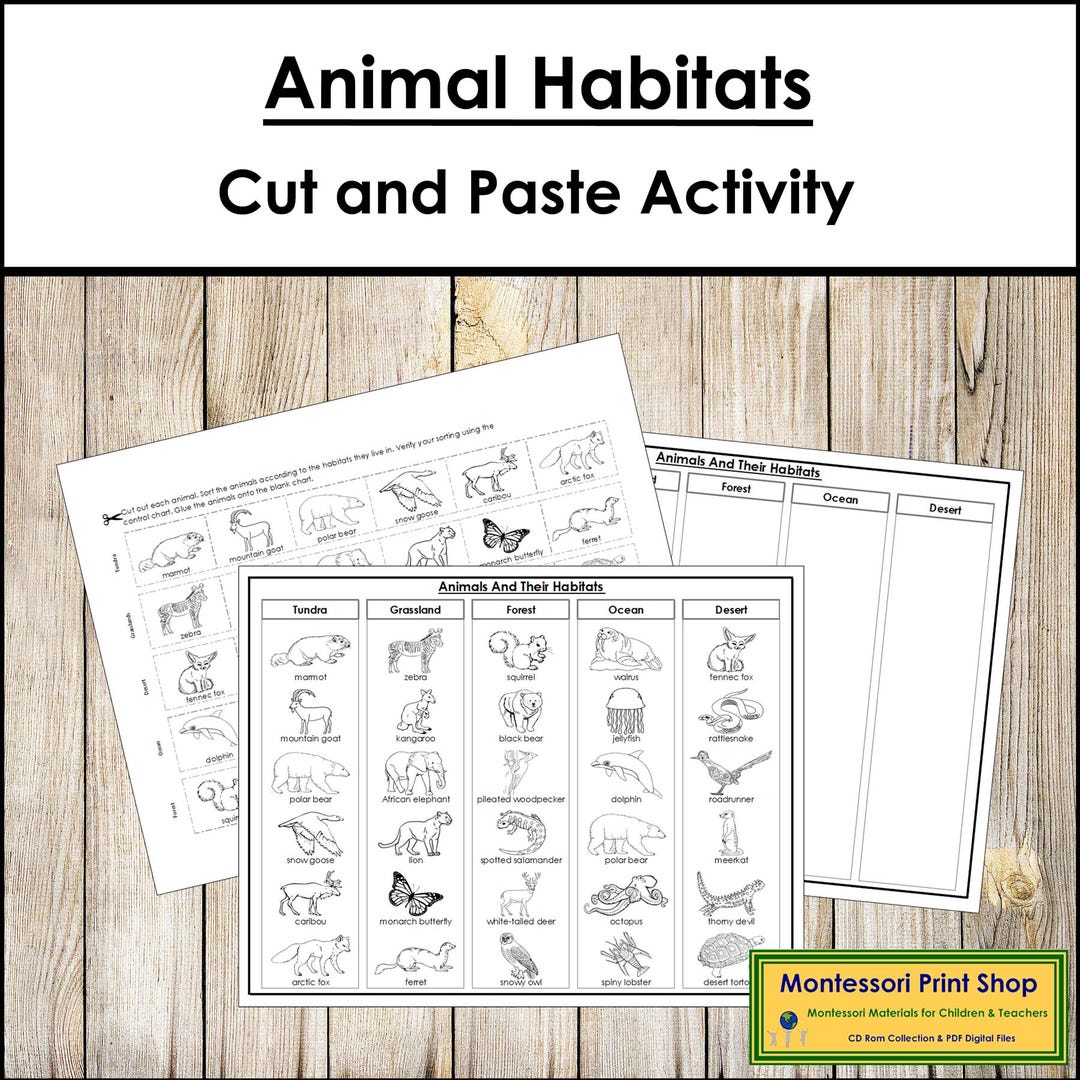 Animals and Their Habitats Sorting Cut & Paste [blackline Masters ...