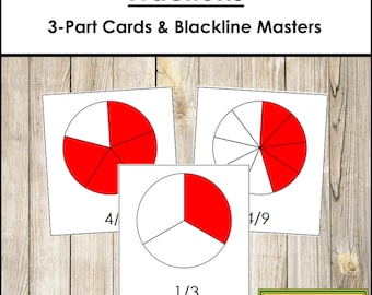 Fractions 3-part Cards - Montessori Math (digital Download) - Etsy