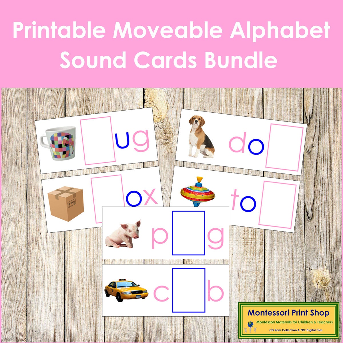 Montessori Moveable Alphabet with Instructions (cursive) - Primary Language  - Printable Montessori Cards - Digital Download