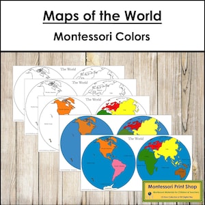 Mapa del mundo Montessori [Hemisferios] - Geografía (Descarga digital)
