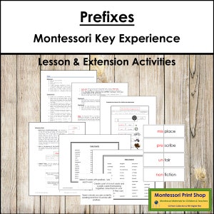 Expérience clé de préfixes - langue et grammaire Montessori élémentaires - cartes Montessori imprimables - téléchargement numérique