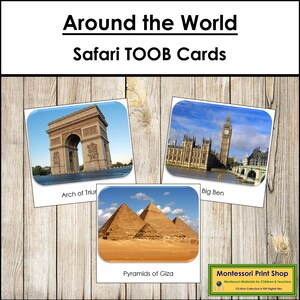 Autour du monde Safari TOOB Cards - Cartes Montessori imprimables - Téléchargement numérique
