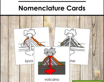 Parts of a Volcano Nomenclature 3-Part Cards - Science - Printable Montessori Materials - Digital Download