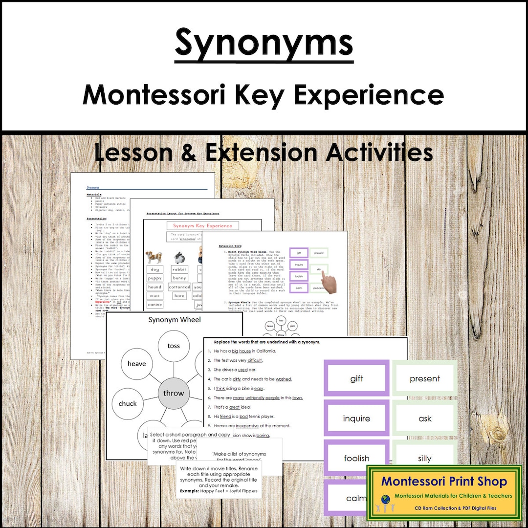 Synonyms Key Experience Elementary Montessori Language & Etsy