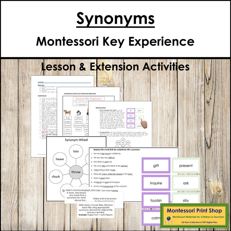 Synonyms Key Experience Elementary Montessori Language & Etsy