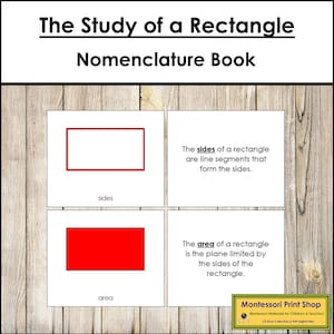 The Study of a Rectangle Nomenclature Book - Geometry - Printable Montessori Materials - Digital Download