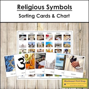 Simboli religiosi - Cultura mondiale - Schede Montessori stampabili - Download digitale
