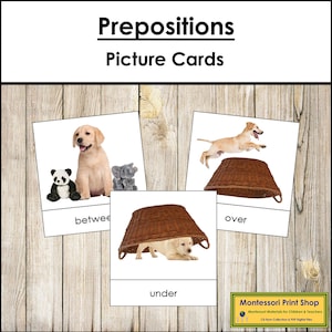 Präposition Bild Karten (Hund) - Montessori Sprache & Grammatik - Druckbare Montessori Karten - Digital Download